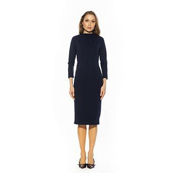 Women's ALEXIA ADMOR Mockneck Draped Bodice Sheath Dress