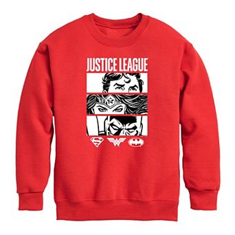 Boys 8-20 Justice League Comic Panels Crew Fleece Sweatshirt
