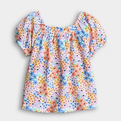 Baby & Toddler Girl Jumping Beans® Smocked Puff Sleeve Top
