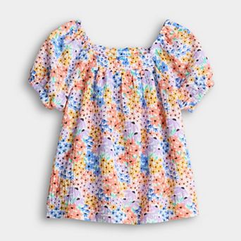 Baby & Toddler Girl Jumping Beans® Smocked Puff Sleeve Top