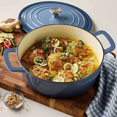 Mingle & Co. 7-qt. Enameled Cast Iron Low Dutch Oven