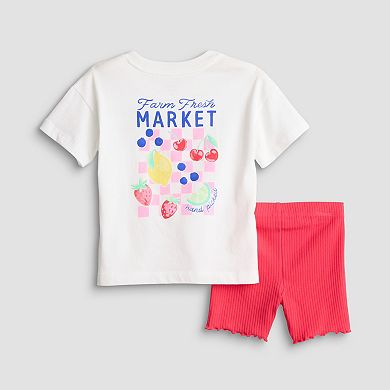 Baby & Toddler Girl Jumping Beans® Oversized Tee & Rib Bike Shorts Set