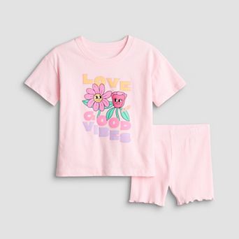 Baby & Toddler Girl Jumping Beans® Oversized Tee & Rib Bike Shorts Set