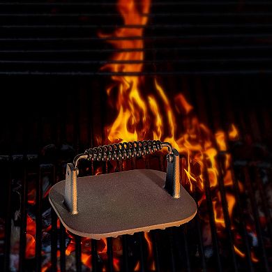 Mingle & Co. Pre-seasoned Cast Iron Grill Press with Spring Handle