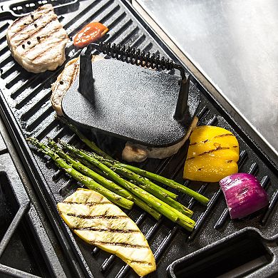 Mingle & Co. Pre-seasoned Cast Iron Grill Press with Spring Handle