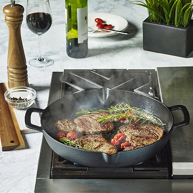 Mingle & Co. 13-Inch Cast Iron Pan with Pour Spout