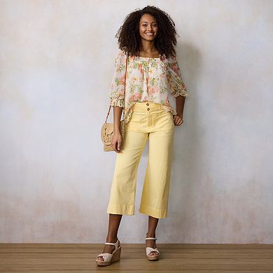 Women’s LC Lauren Conrad 3/4 Length Sleeve Henley Peasant Blouse