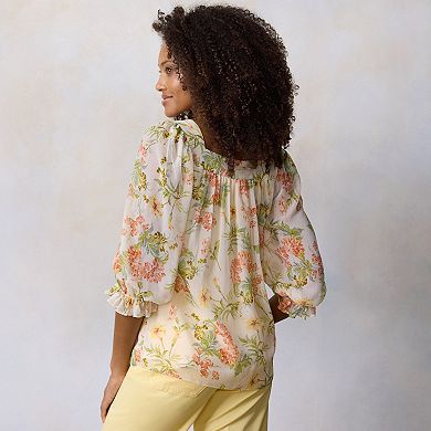 Women’s LC Lauren Conrad 3/4 Length Sleeve Henley Peasant Blouse