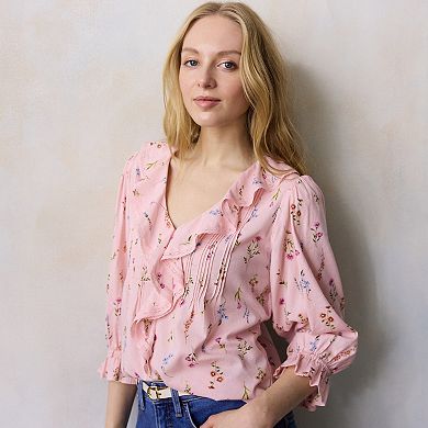 Women's LC Lauren Conrad Ruffle Front Blouse With Tucks