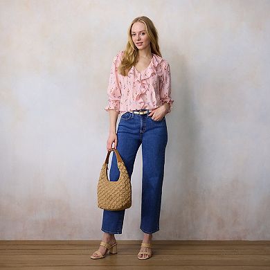 Women's LC Lauren Conrad Ruffle Front Blouse With Tucks