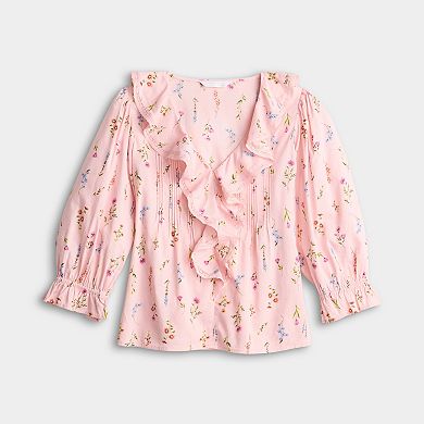 Women's LC Lauren Conrad Ruffle Front Blouse With Tucks