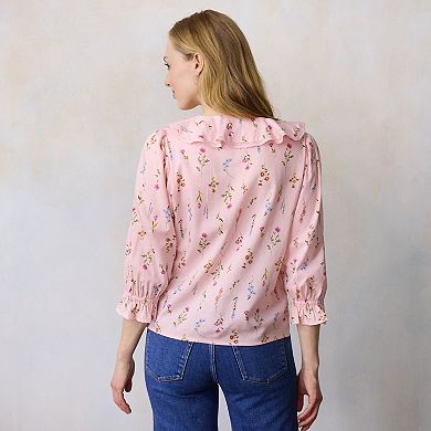 Women's LC Lauren Conrad Ruffle Front Blouse With Tucks