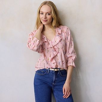 Women's LC Lauren Conrad Ruffle Front Blouse With Tucks