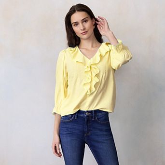 Women's LC Lauren Conrad Ruffle Front Blouse With Tucks