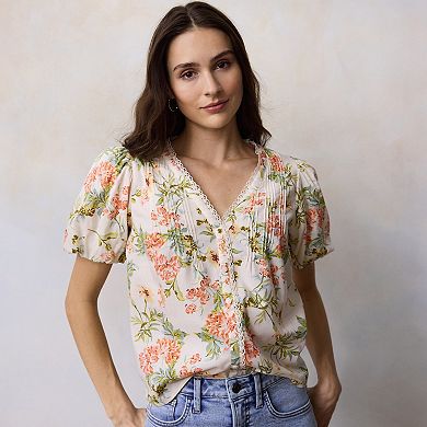 Women's LC Lauren Conrad V-Neck Button Front Blouse