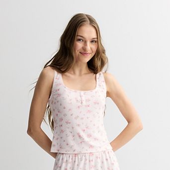 Juniors' Pink Republic Pointelle Lounge Tank