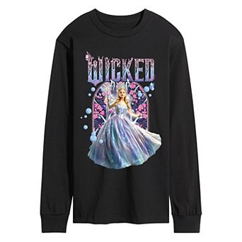 Men's Wicked For Good Glinda Florals & Bubbles Long Sleeve Graphic Tee