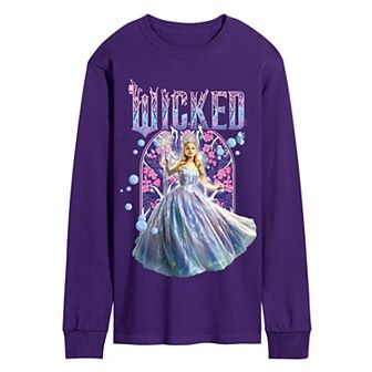 Men's Wicked For Good Glinda Florals & Bubbles Long Sleeve Graphic Tee