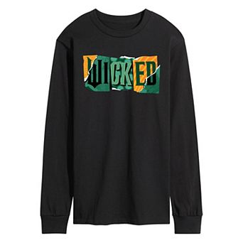 Men's Wicked For Good Logo Ripped Long Sleeve Graphic Tee