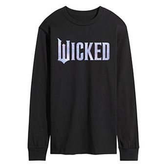 Men's Wicked For Good Logo Butterfly Sparkle Long Sleeve Graphic Tee