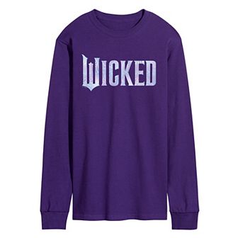 Men's Wicked For Good Logo Butterfly Sparkle Long Sleeve Graphic Tee