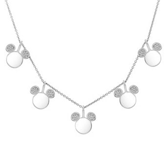 Disney's Mickey Mouse Sterling Silver 1/5 Carat T.W. Diamond Pendant Necklace