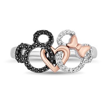 Disney's Mickey & Minnie Sterling Silver 1/6 Carat T.W. Diamond Ring