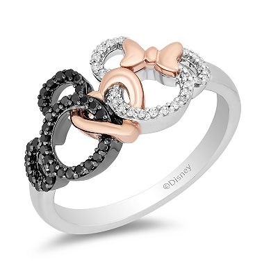 Disney's Mickey & Minnie Sterling Silver 1/6 Carat T.W. Diamond Ring