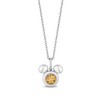 Disney's Mickey Mouse Sterling Silver Citrine & Diamond Accent Pendant Necklace