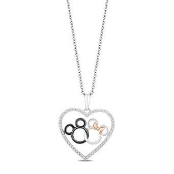 Disney's Mickey & Minnie 1/6 Carat T.W. Diamond Heart Pendant Necklace