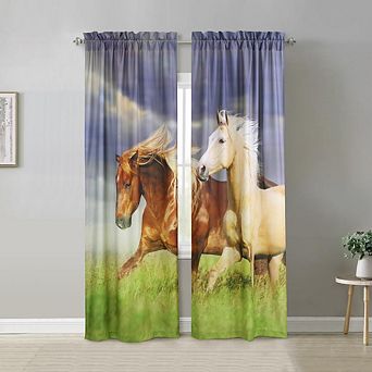 100% Polyester Photo Real Light Filtering Nature-Inspired Ambiance Curtain Panels Pair