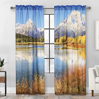 100% Polyester Photo Real Light Filtering Nature-Inspired Ambiance Curtain Panels Pair