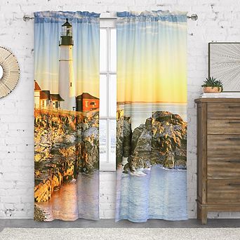 100% Polyester Photo Real Light Filtering Nature-Inspired Ambiance Curtain Panels Pair