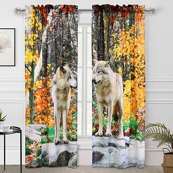 100% Polyester Photo Real Light Filtering Nature-Inspired Ambiance Curtain Panels Pair