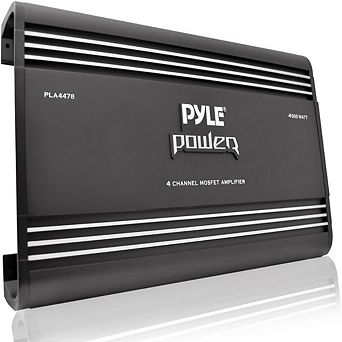 Pyle 4-Channel Bridgeable MOSFET Car Amplifier - 4000W Max Power - Silver RCA Inputs - Black - 1 ct