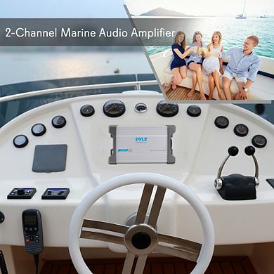Pyle 2-Channel Waterproof Rated Marine Amplifier - Compact Audio Component System - 600W - Black