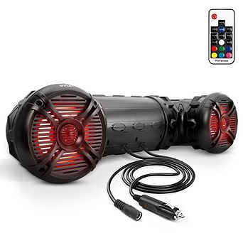 Pyle 8" Waterproof Bluetooth ATV/UTV Speaker System - 2-Way Amplified with LED Lights - Black
