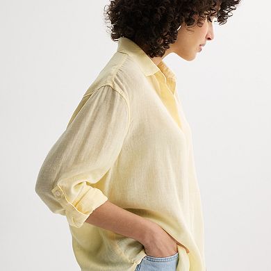 Women's Sonoma Goods For Life® Linen Oversized Boyfriend Shirt