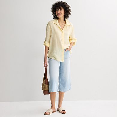 Women's Sonoma Goods For Life® Linen Oversized Boyfriend Shirt