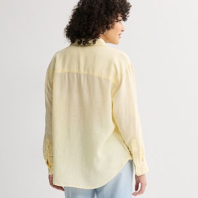 Women's Sonoma Goods For Life® Linen Oversized Boyfriend Shirt