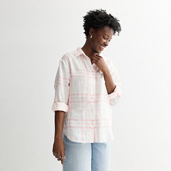Women's Sonoma Goods For Life® Linen Oversized Boyfriend Shirt