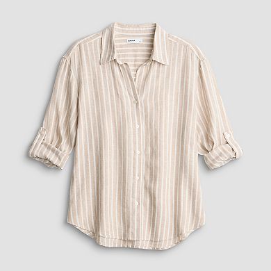 Petite Sonoma Goods For Life® Linen Oversized Boyfriend Shirt