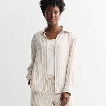 Petite Sonoma Goods For Life® Linen Oversized Boyfriend Shirt