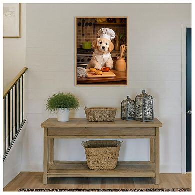Golden Retriever Puppy Chef by Andreas Magnusson Framed Canvas Wall Art Print