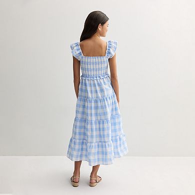 Girls 7-16 Rare Editions Smocked Flutter Sleeve Tiered Maxi Dress