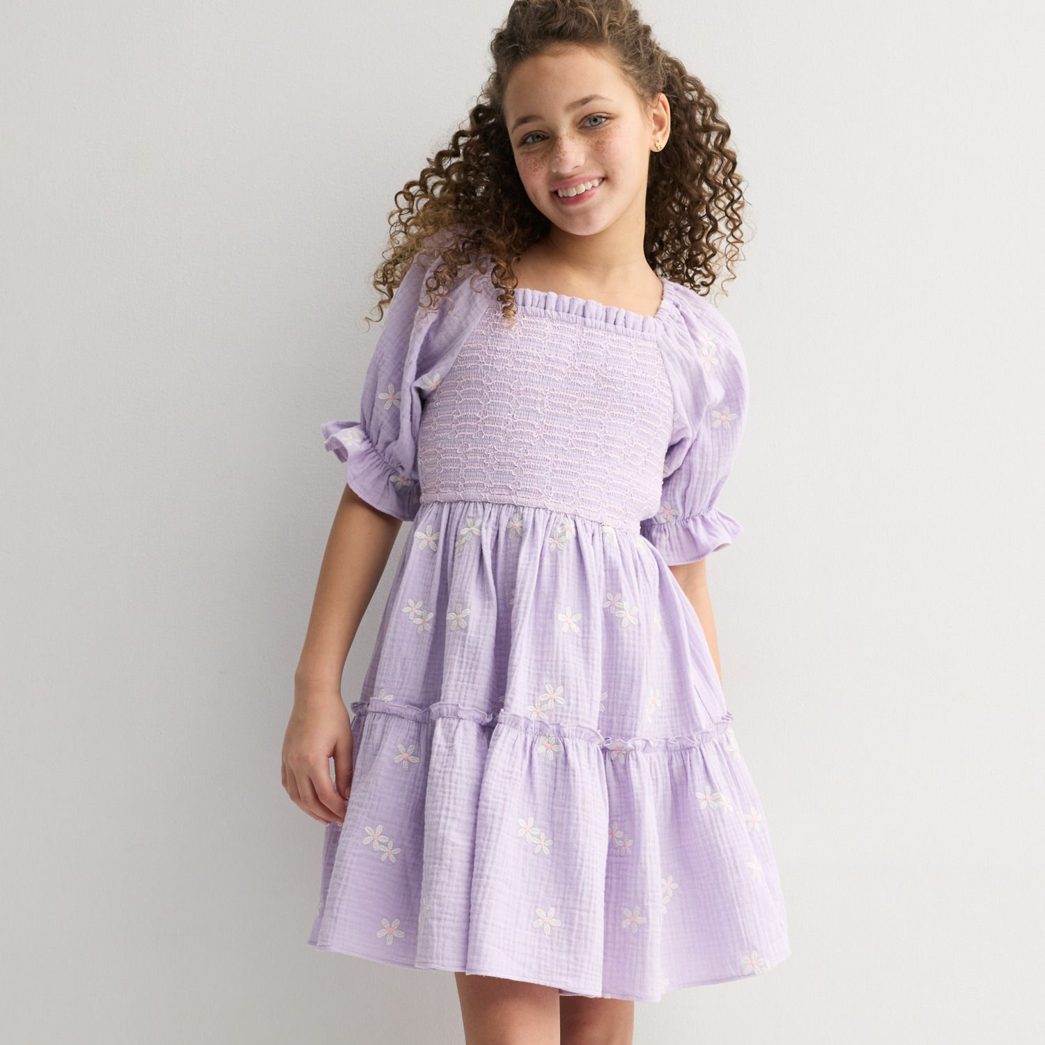 Платье Rare Editions Smocked Embroidered A-Line Dress для девочек