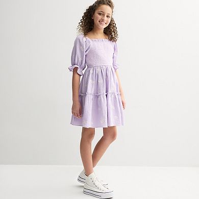 Girls 7-16 Rare Editions Smocked Embroidered A-Line Dress