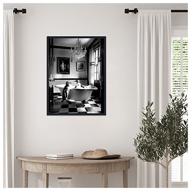 Penguin Romance by Niky Rahner Framed Canvas Wall Art Print