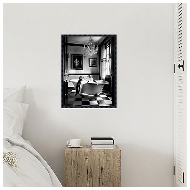 Penguin Romance by Niky Rahner Framed Canvas Wall Art Print