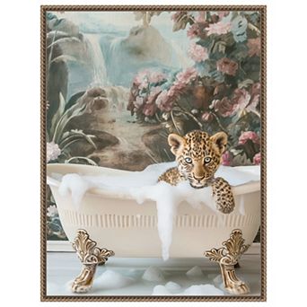 Leopard Spa Retreat by Niky Rahner Framed Canvas Wall Art Print
